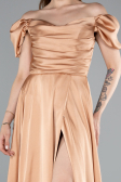 Robe De Soirée Satin Longue Saumon ABU4508
