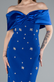 Robe de Soirée Longue Bleu Saxe ABU4973