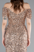 Robe Queue De Poisson Squameuse Longue Or ABU4906