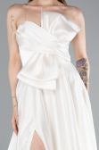 Robe de Soirée Longue Satin Blanc ABU4975