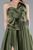 Robe de Soirée Longue Satin Kaki ABU4975