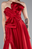 Robe de Soirée Longue Satin Rouge ABU4975