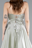 Robe de Soirée Longue Satin Menthe ABU4975