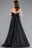 Robe de Soirée Longue Satin Noir ABU4975