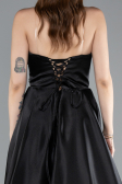 Robe de Soirée Longue Satin Noir ABU4975