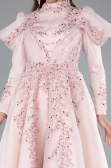 Robe de Soirée Voilée Midi Poudre ABK2351