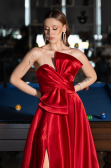 Robe de Soirée Longue Satin Rouge ABU4975