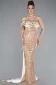 Robe Queue de Poisson Longue Perlé Or ABU4986