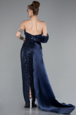 Robe Queue de Poisson Longue Perlé Bleu Marine ABU4986