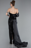 Robe Queue de Poisson Longue Perlé Noir ABU4986