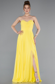 Robe de Soirée Longue Mousseline Jaune ABU4966