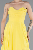 Robe de Soirée Longue Mousseline Jaune ABU4966