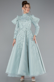 Robe de Soirée Voilée Midi Menthe ABK2351
