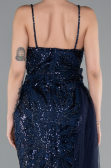 Robe de Soirée Longue Perlé Bleu Marine ABU5003