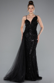 Robe de Soirée Longue Perlé Noir ABU5003