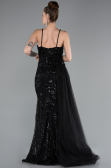 Robe de Soirée Longue Perlé Noir ABU5003