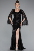 Robe de Soirée Longue Perlé Noir ABU5002