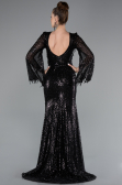 Robe de Soirée Longue Perlé Noir ABU5002
