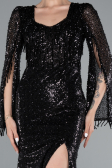 Robe de Soirée Longue Perlé Noir ABU5002