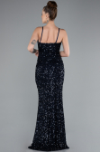 Robe de Soirée Longue Squameuse Bleu Marine ABU4842