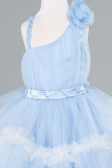 Robe de Soirée Enfants Devant Court Dos Long Bleu clair ABO114