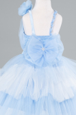Robe de Soirée Enfants Devant Court Dos Long Bleu clair ABO114