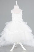 Robe de Soirée Enfants Devant Court Dos Long Blanc ABO115