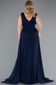 Robe Grande Taille Longue Mousseline Bleu Marine ABU5006