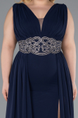 Robe Grande Taille Longue Mousseline Bleu Marine ABU5006