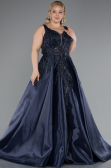 Robes De Soirée Grande Taille Longue Bleu Marine ABU4557