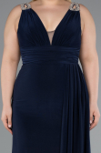 Robe De Soirée Grande Taille Longue Bleu Marine ABU4968