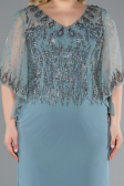 Robe de Soirée Grande Taille Midi Mousseline Turquoise ABK2333