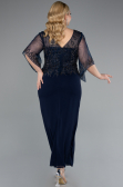 Robe de Soirée Grande Taille Midi Mousseline Bleu Marine ABK2333