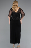 Robe de Soirée Grande Taille Midi Mousseline Noir ABK2333