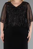 Robe de Soirée Grande Taille Midi Mousseline Noir ABK2333