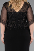 Robe de Soirée Grande Taille Midi Mousseline Noir ABK2333