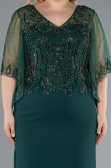 Robe de Soirée Grande Taille Midi Mousseline Émeraude ABK2333
