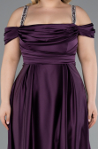 Robe De Soirée Grande Taille Satin Longue Violet ABU3277