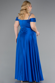 Robe De Soirée Grande Taille Satin Longue Bleu Saxe ABU3277