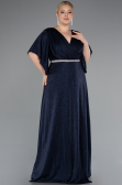 Robe Grande Taille Longue Bleu Marine ABU4914