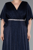 Robe Grande Taille Longue Bleu Marine ABU4914