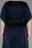 Robe Grande Taille Longue Bleu Marine ABU4914
