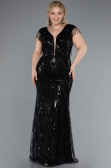Robe de Soirée Longue Squameuse Noir ABU5008
