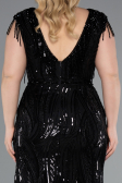 Robe de Soirée Longue Squameuse Noir ABU5008