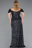 Robe De Soirée Grande Taille Squameuse Longue Anthracite ABU4863