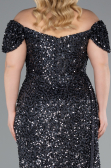 Robe De Soirée Grande Taille Squameuse Longue Anthracite ABU4863