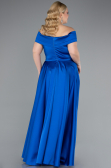 Robe de Soirée Grande Taille Longue Satin Bleu Saxe ABU2355