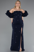 Robe de Soirée Grande Taille Longue Bleu Marine ABU4990