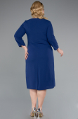 Robe De Invitation Grande Taille Midi Bleu Saxe ABK2197