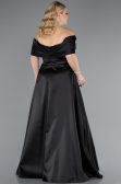 Robe De Soirée Grande Taille Longue Satin Noir ABU4998